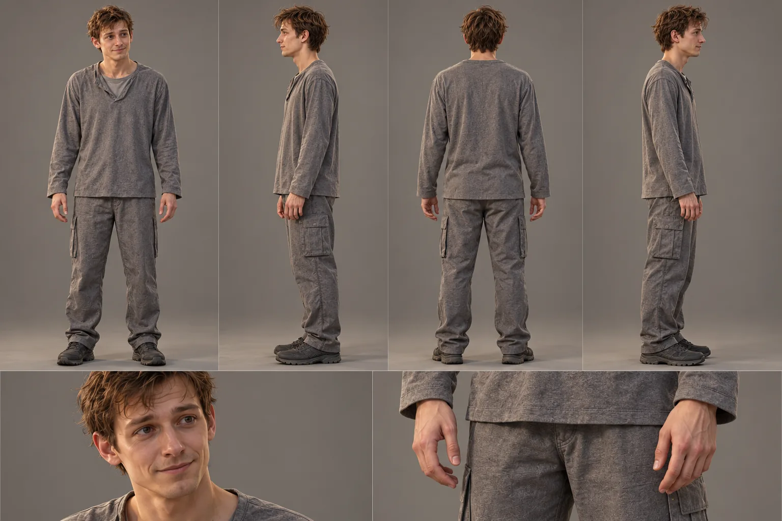 Jonas Lisk · separate Körper- und Kleidungsstudie · Castingentwurf